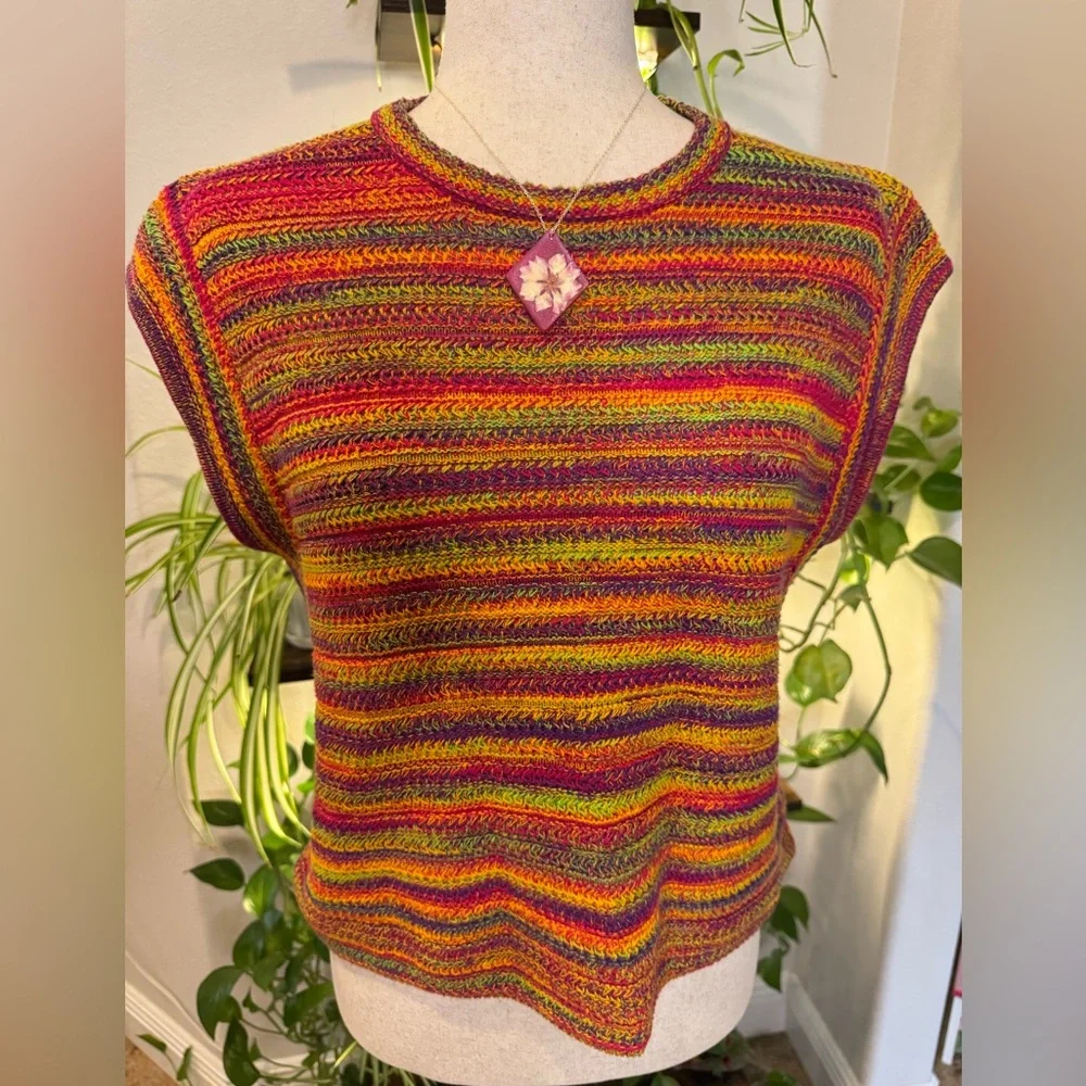 Multicolor Striped Women's Sweater Tank - Picture 2 of 6